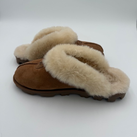 UGG Australia Coquette Women's Chestnut Suede Sheepskin Fur Lined Slippers 11 - Picture 8 of 9